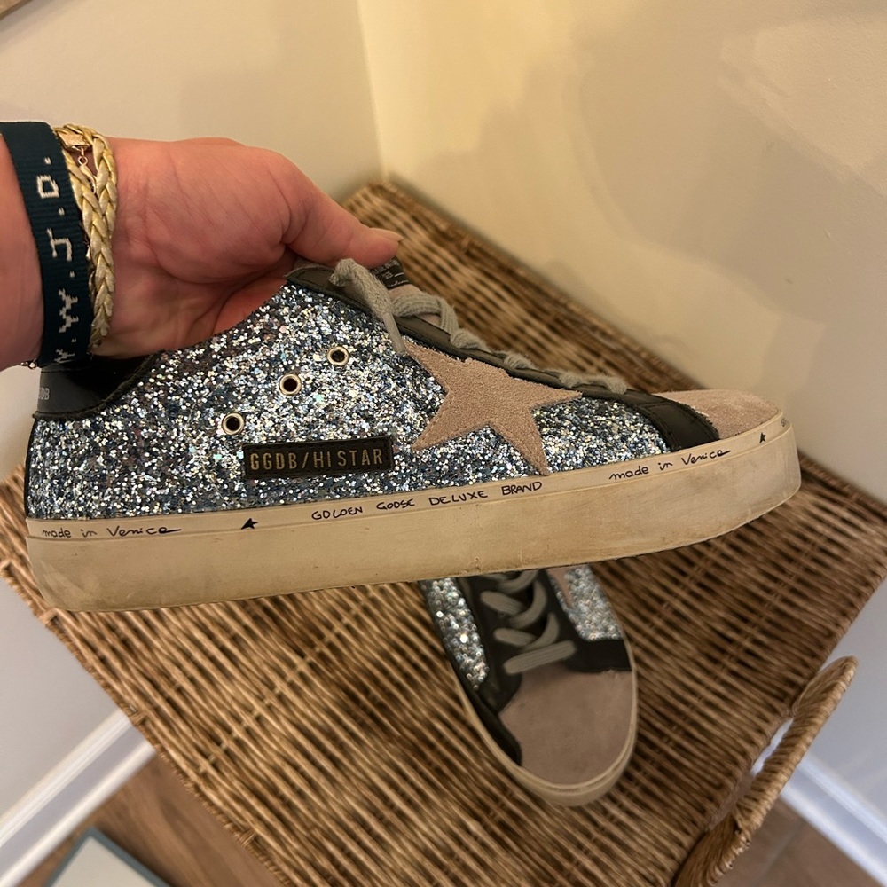 GGDB Glitter Star Sneakers with Suede Accents